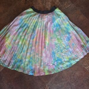 Soft Surroundings Pastel Pleated A-Line Skirt Stretchy Waist Sz M